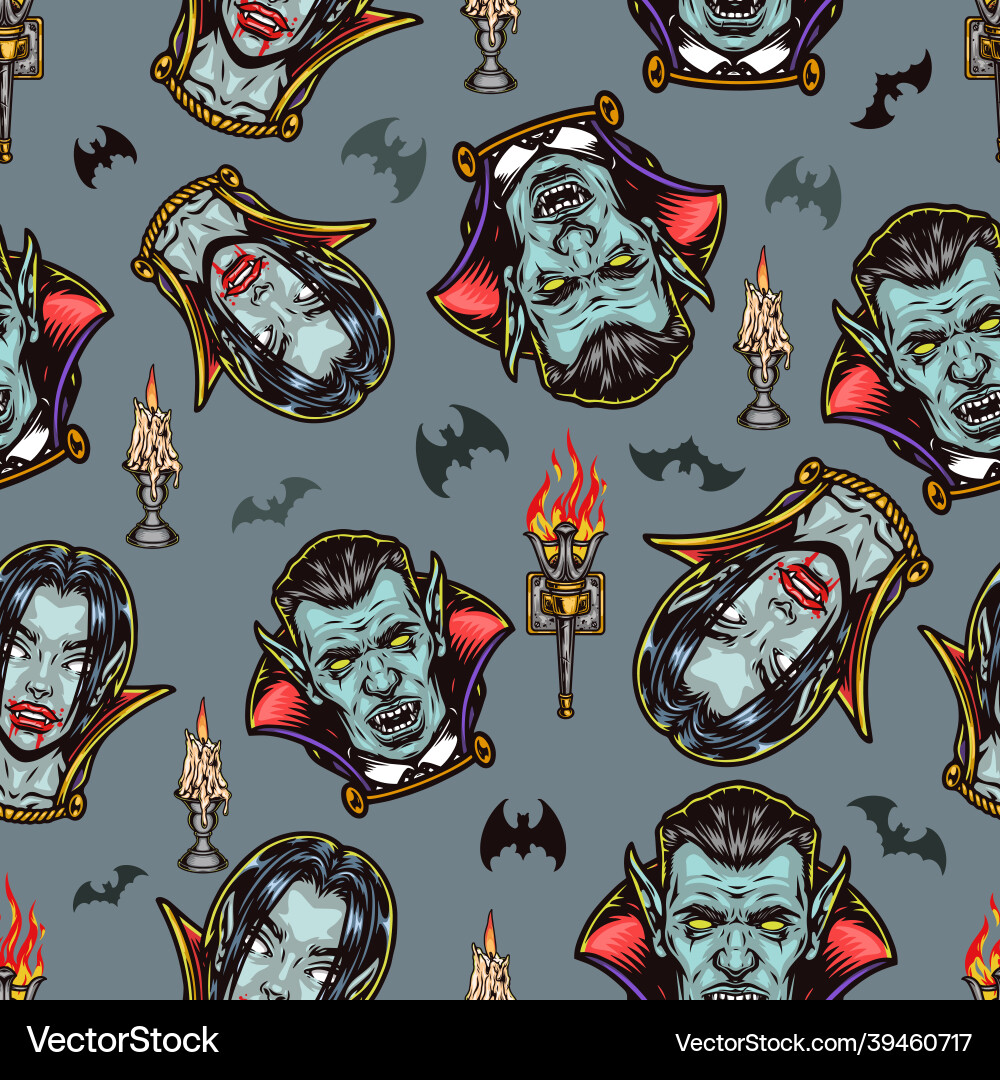 Halloween Vampire Pattern Vector Image