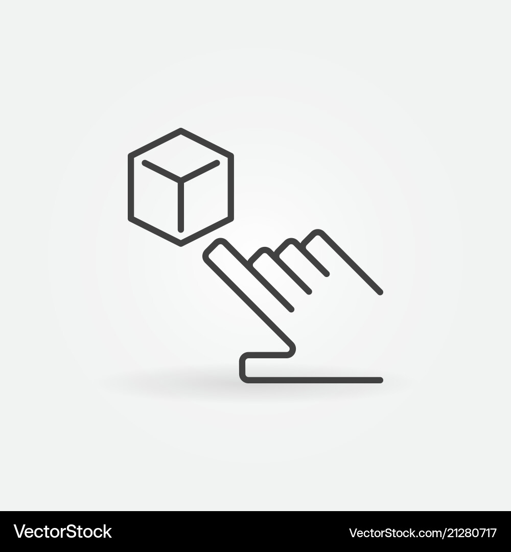 Hand pointing cube ar icon in line style Hand pointing cube ar icon in line style vector image