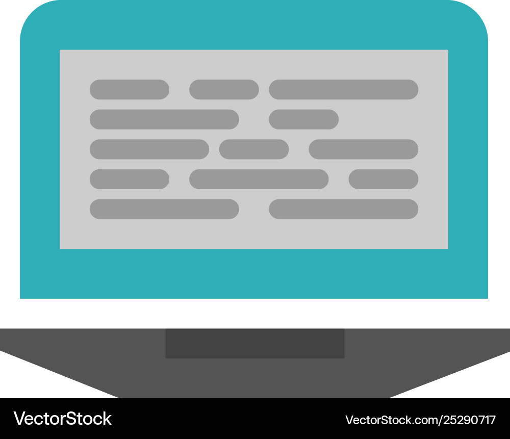 Laptop coding code screen computer flat color Laptop coding code screen computer flat color Vector Image