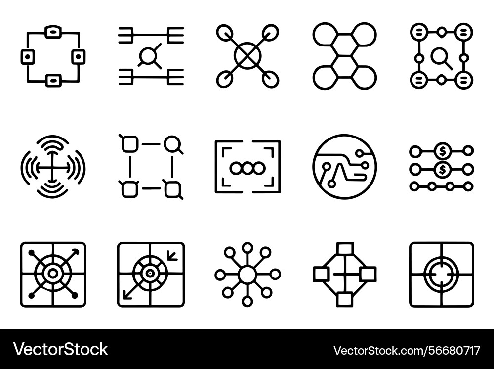 Link connection icon set editable stroke outline Vector Image