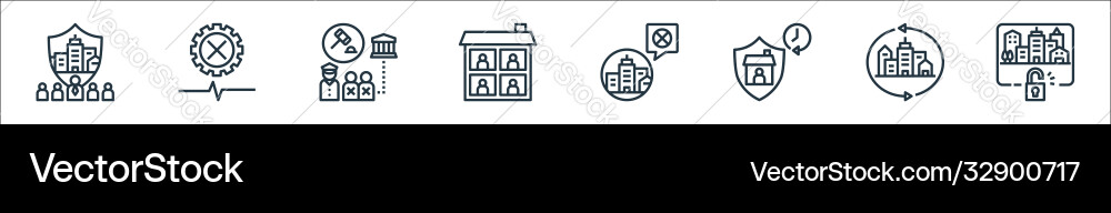 Lockdown line icons linear set quality Lockdown line icons linear set quality vector image