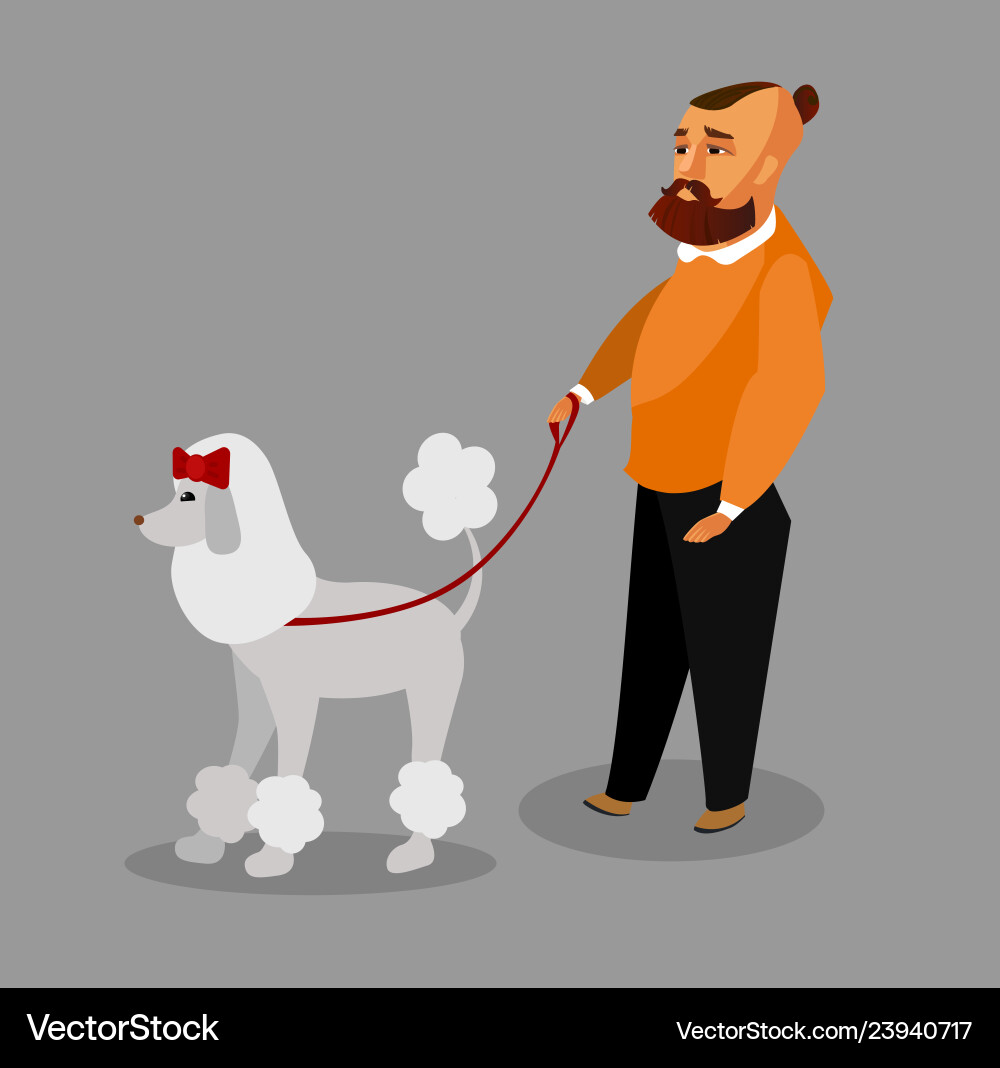 Man walking with poodle design element Man walking with poodle design element vector image