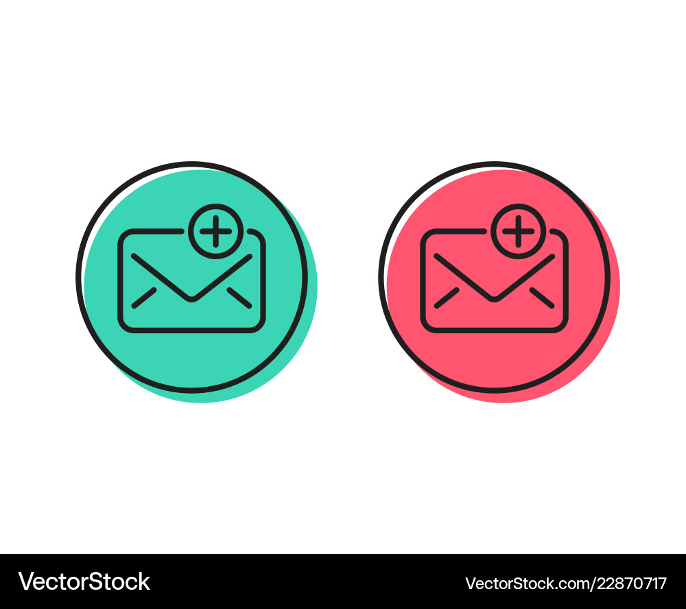 New mail line icon add message correspondence vector image