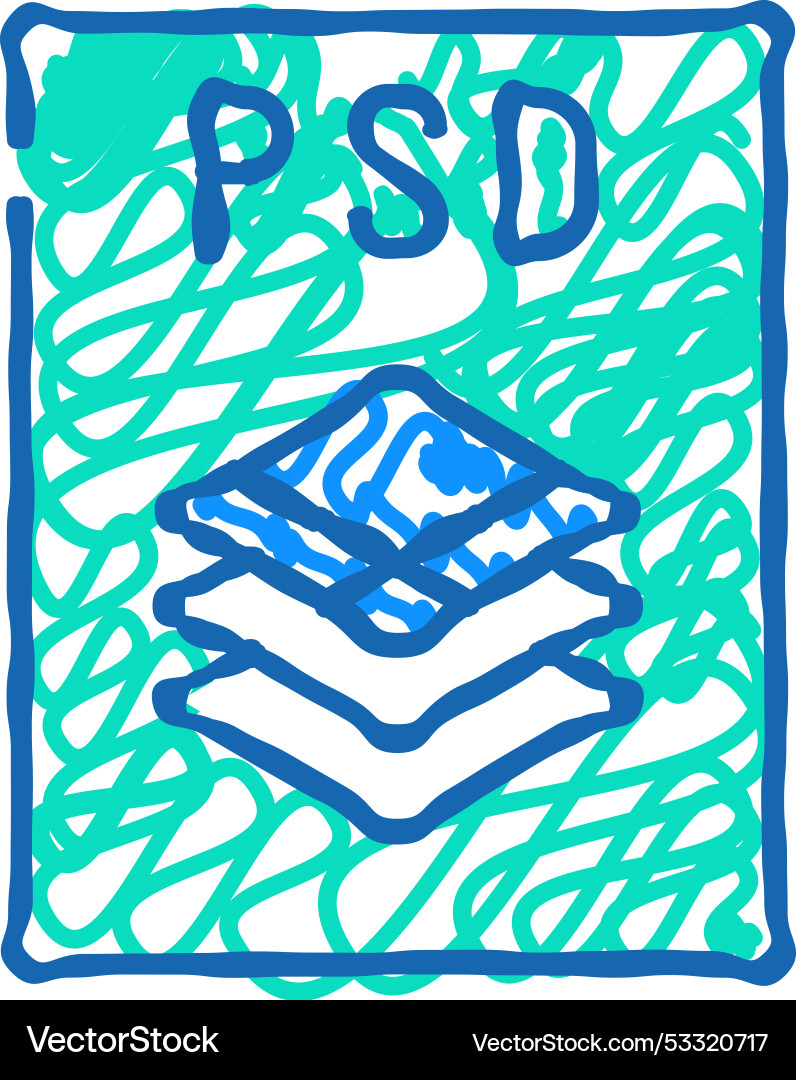 Psd file format document icon doodle Psd file format document icon doodle vector image