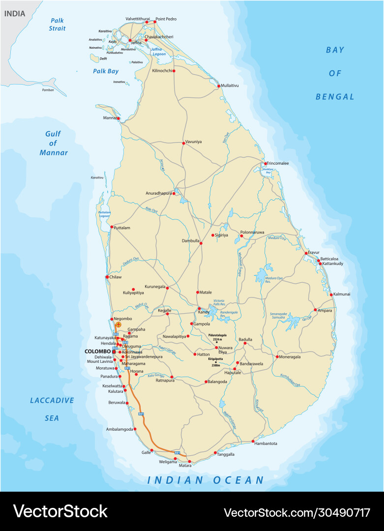 Road map sri lanka country Road map sri lanka country vector image