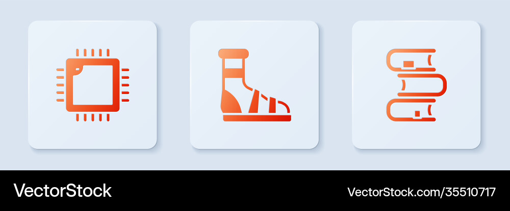 Set slippers with socks processor cpu and book Set slippers with socks processor cpu and book vector image
