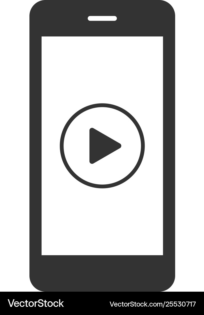 Smartphone with play button on screen icon vector image