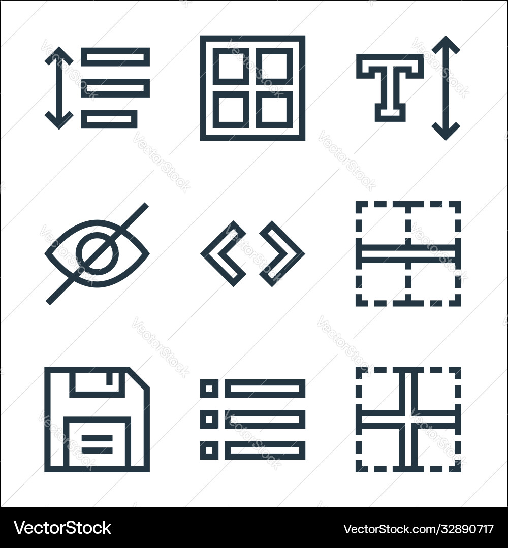 Text editor line icons linear set quality Text editor line icons linear set quality Vector Image