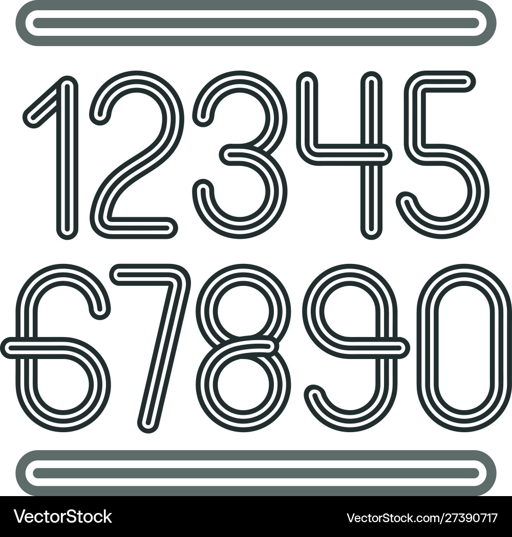 Trendy numbers collection retro numerals from 0 Trendy numbers collection retro numerals from 0 vector image