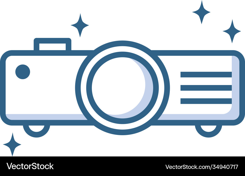 Video projector device technology object line Vector Image