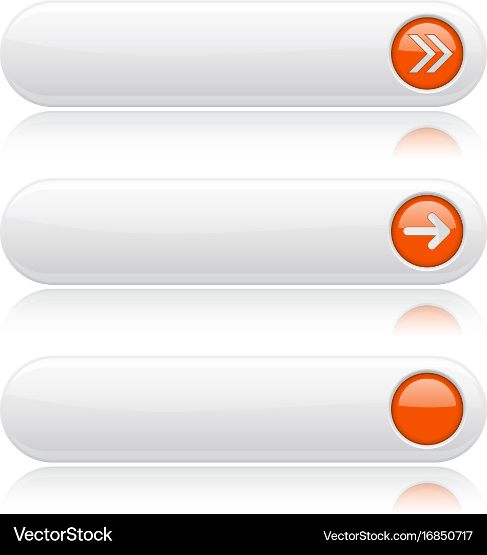White oval buttons with orange arrows menu Vector Image