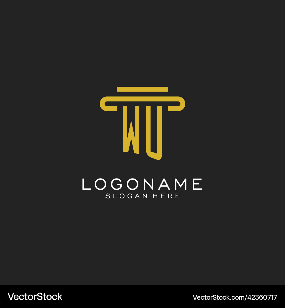 Wu initial logo with simple pillar style design Wu initial logo with simple pillar style design vector image
