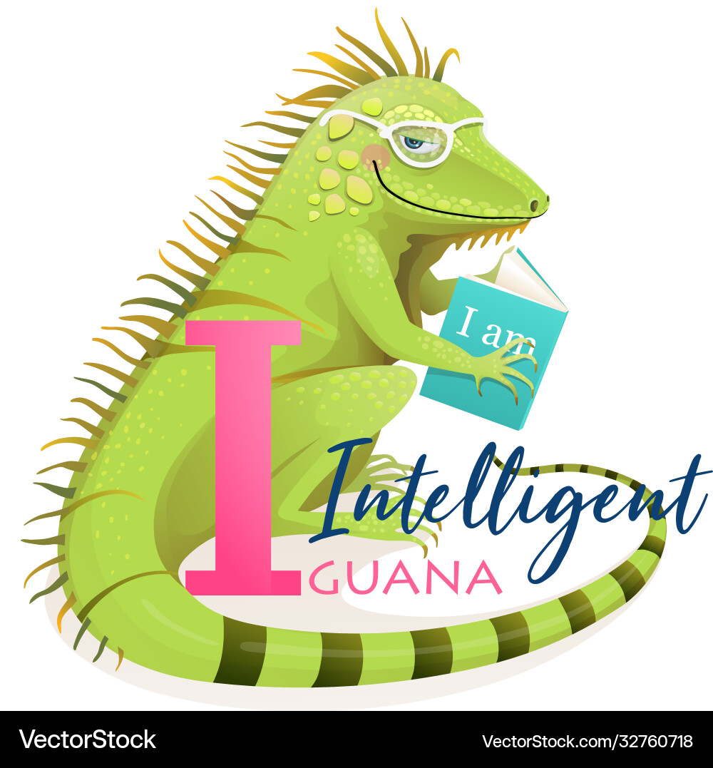 Animal abc letter i is for intelligent iguana Animal abc letter i is for intelligent iguana vector image