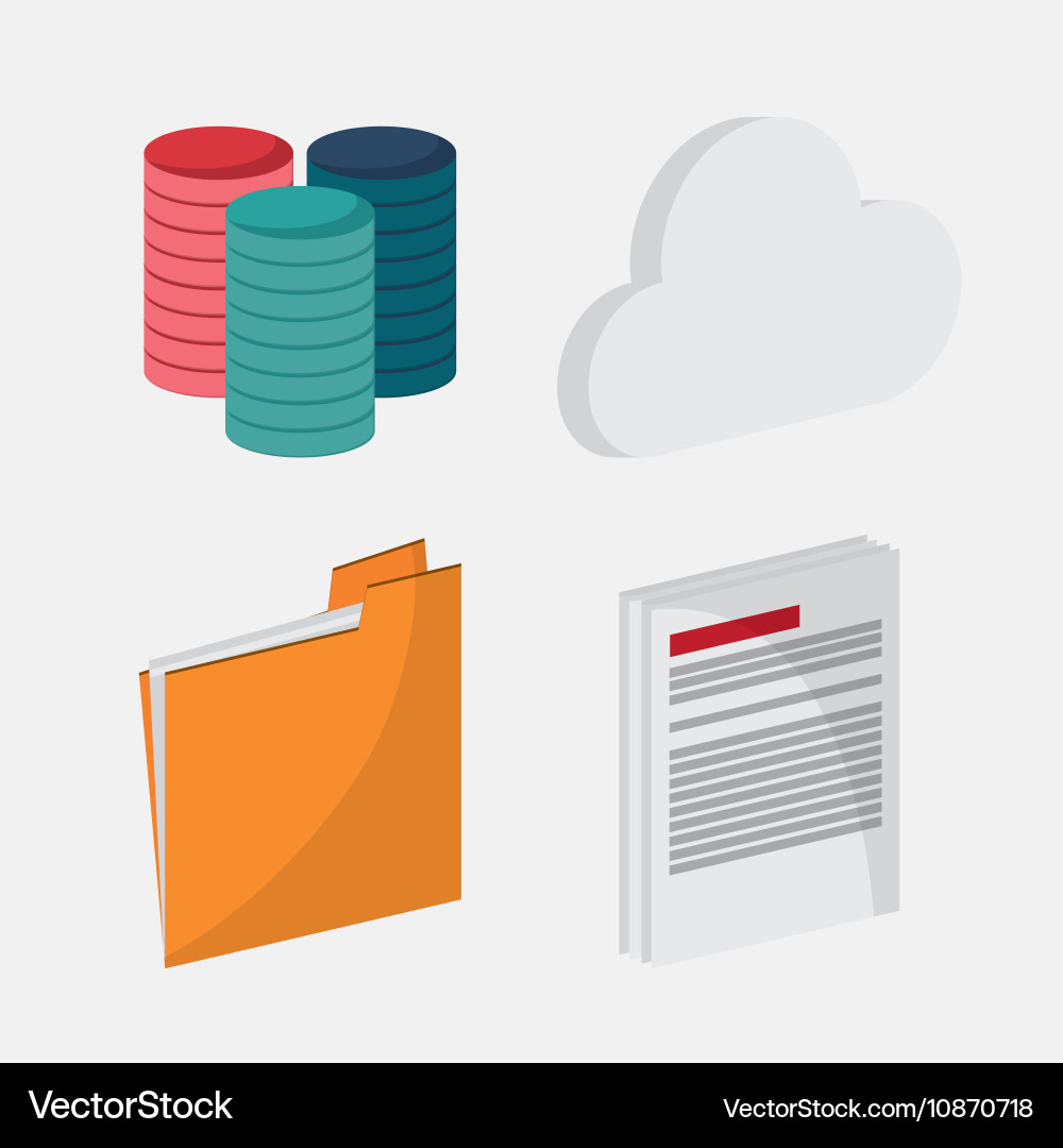 Big data center base and web hosting icon set vector image
