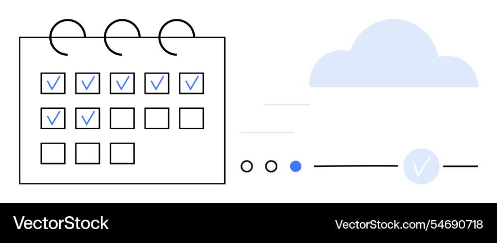 Calendar with check marks and cloud symbolizing Calendar with check marks and cloud symbolizing vector image