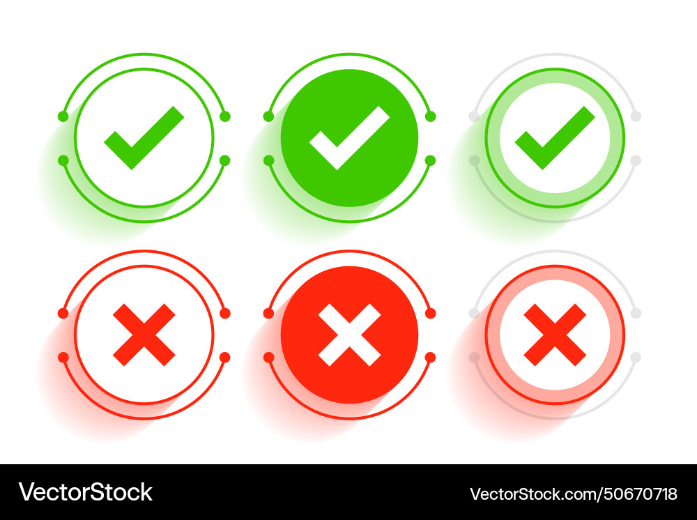 Collection of check mark cross and tick icon Collection of check mark cross and tick icon Vector Image