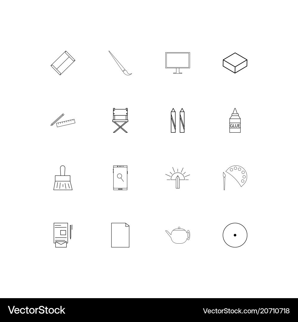 Creative process and design simple linear icons vector image