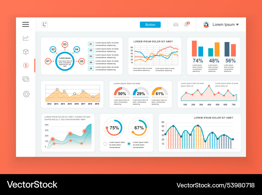 Dashboard admin panel design template Vector Image