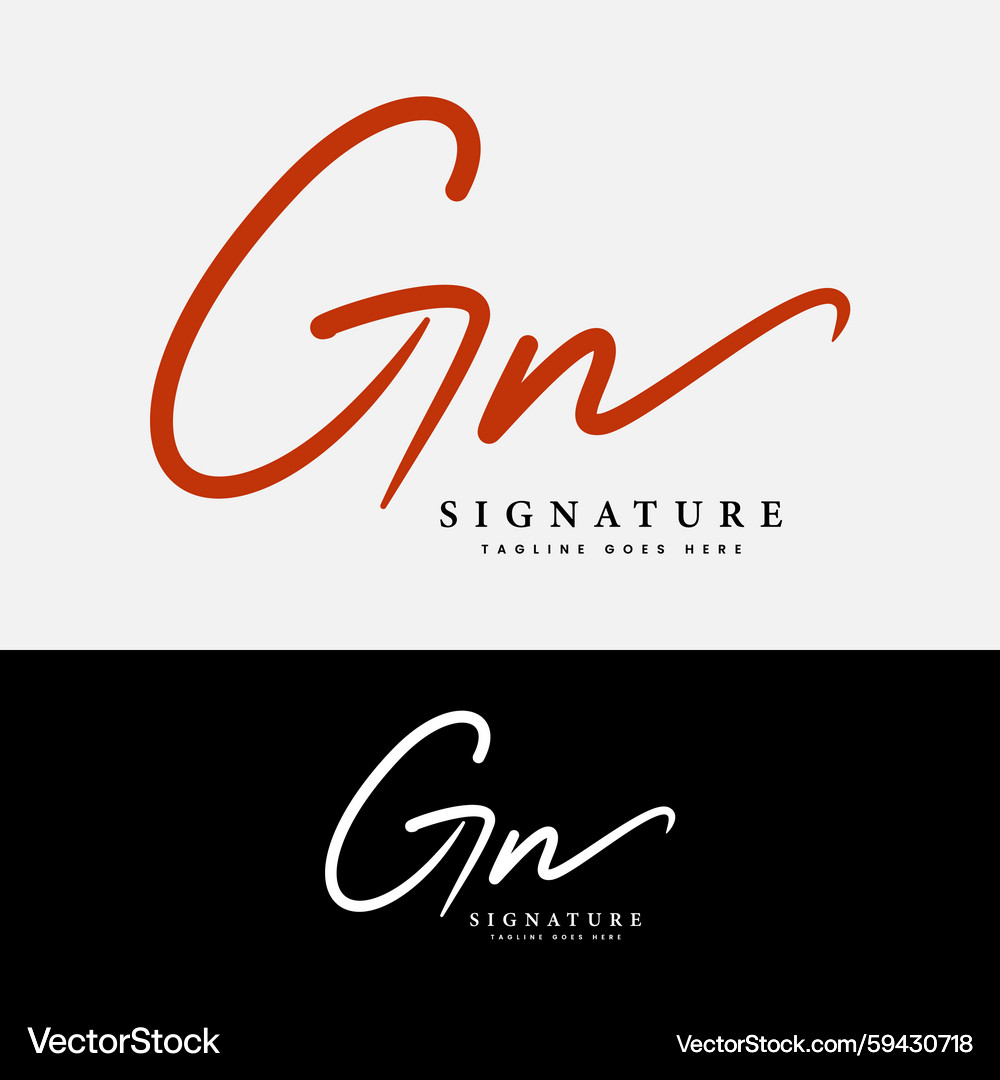 Elegant GN Initial Letter Signature Logo – Royalty-Free Vector | VectorStock