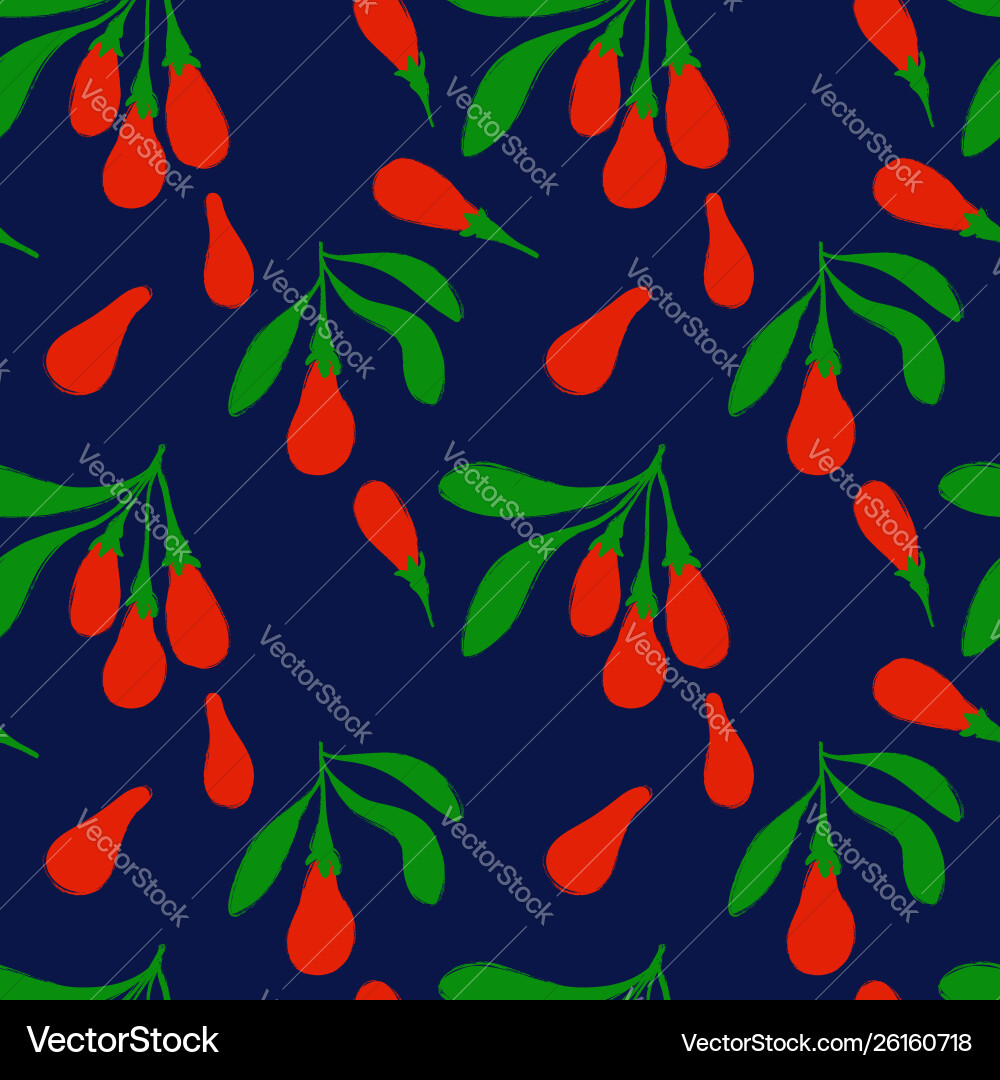 Goji Berry Seamless Pattern Vector Image