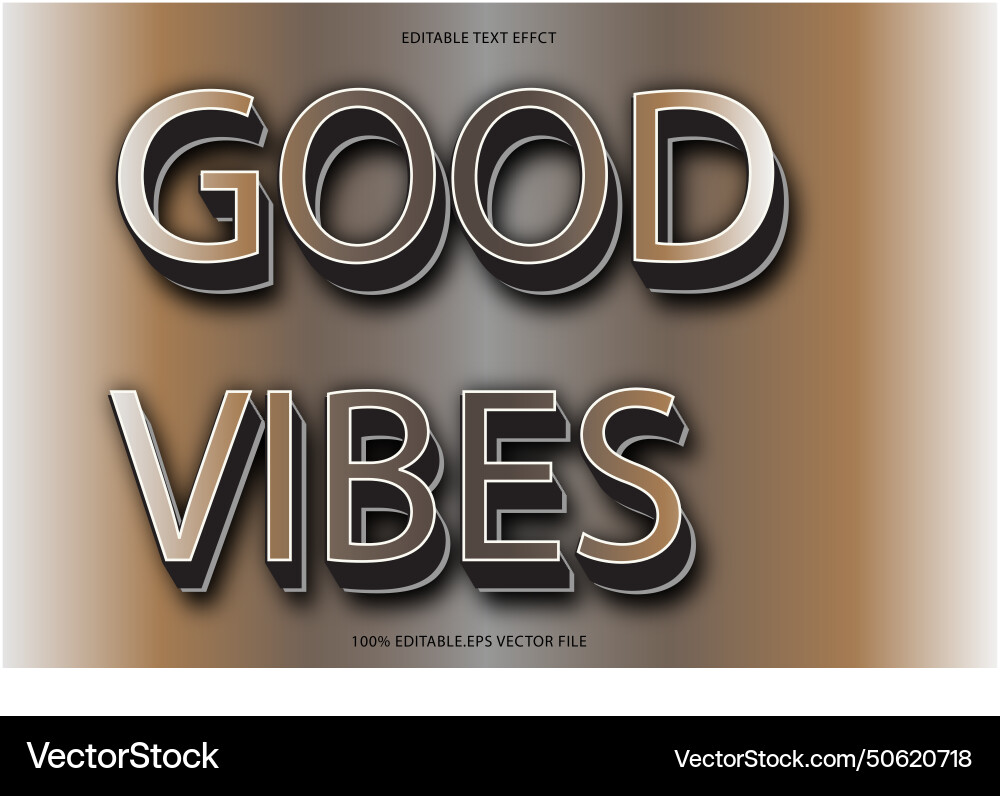 Good vibes editable text effect 3d emboss Vector Image