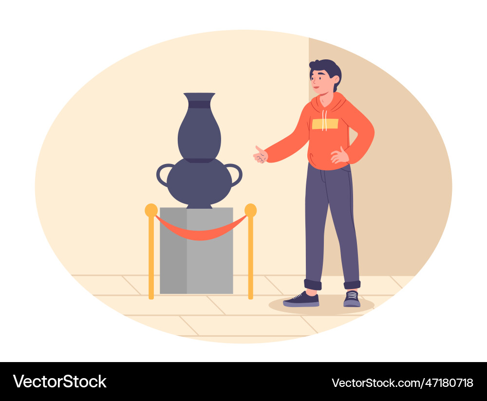 Man in art gallery Man in art gallery vector image