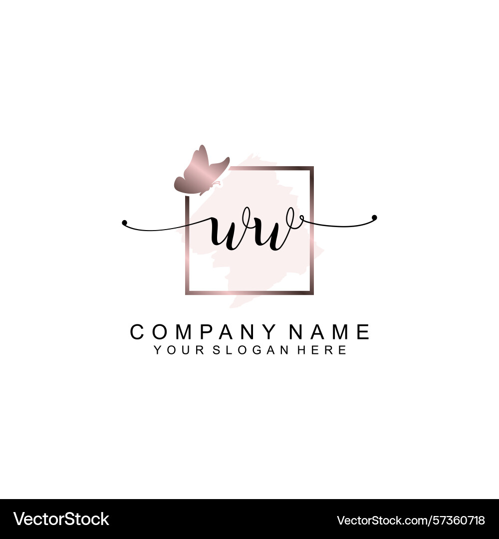 Minimalist handwritten ww initial logos with soft Minimalist handwritten ww initial logos with soft vector image
