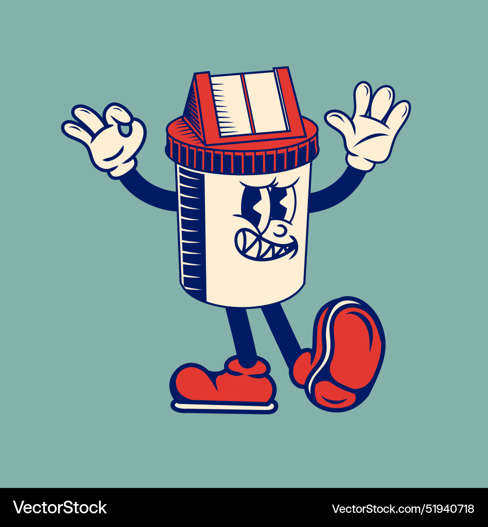 Retro character design from trash can Vector Image