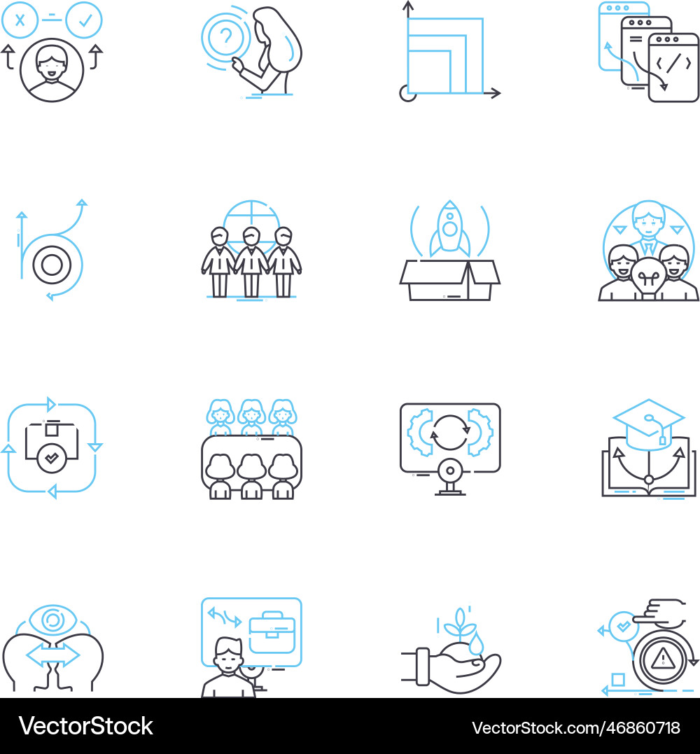 Service initiation linear icons set onboarding Vector Image