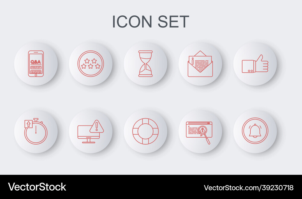 Set line button chat notification stopwatch Set line button chat notification stopwatch vector image