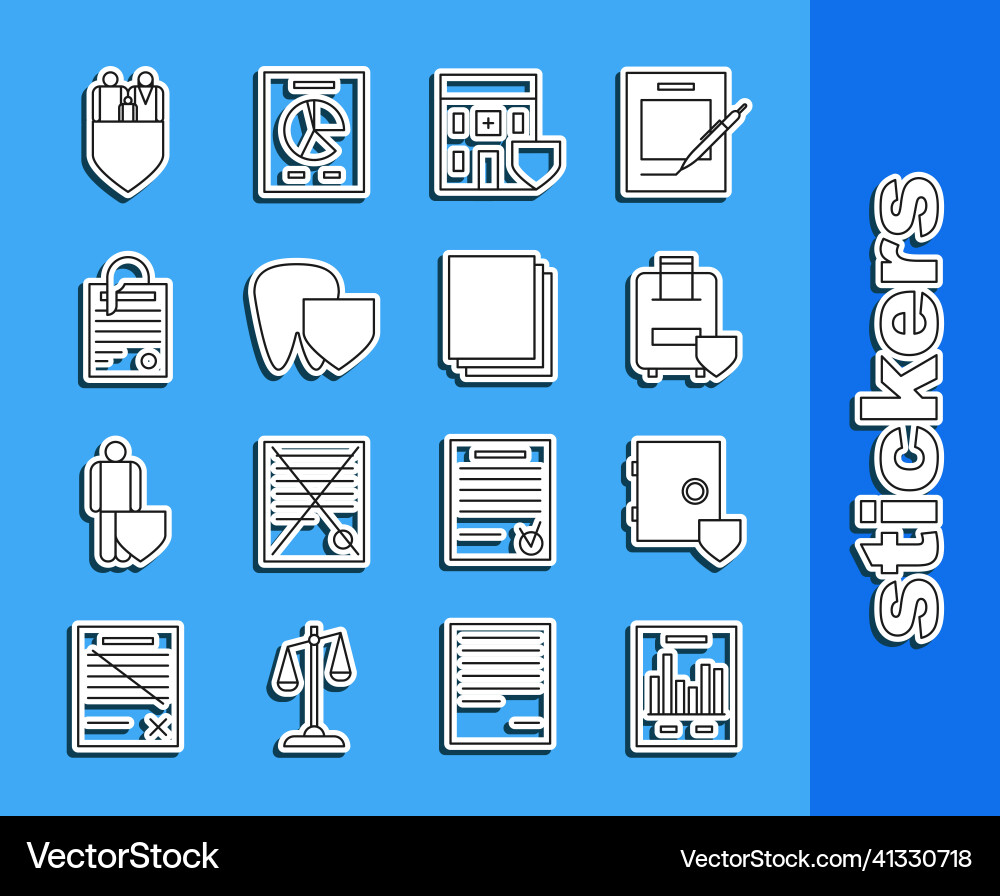 Set line document with graph chart safe shield Set line document with graph chart safe shield vector image