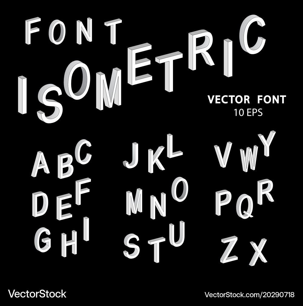 Set of letters the isometric view Vector Image