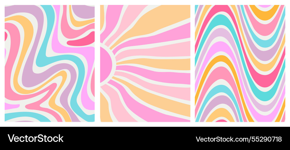 Set of three abstract retro backgrounds with wavy Set of three abstract retro backgrounds with wavy vector image