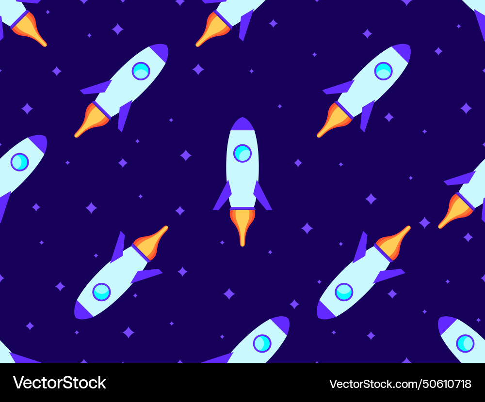 Spaceships seamless pattern orbital launch Spaceships seamless pattern orbital launch vector image
