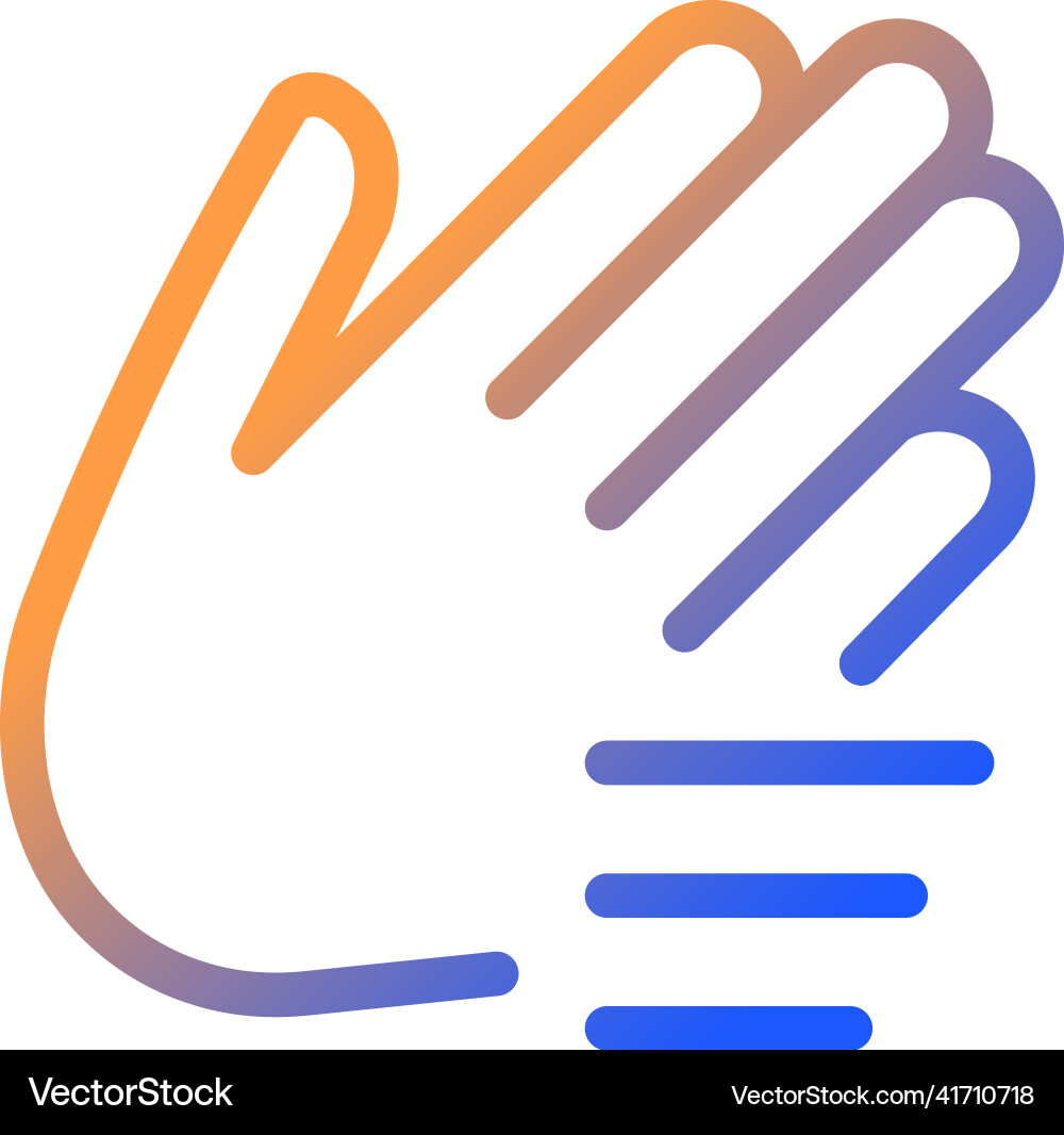 Waving hand gradient linear icon Waving hand gradient linear icon vector image