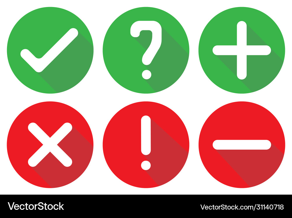 Yes no check mark symbol set Yes no check mark symbol set vector image