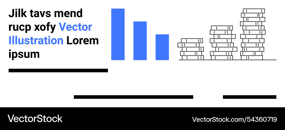 Blue bar graph and stack of books with text Blue bar graph and stack of books with text Vector Image