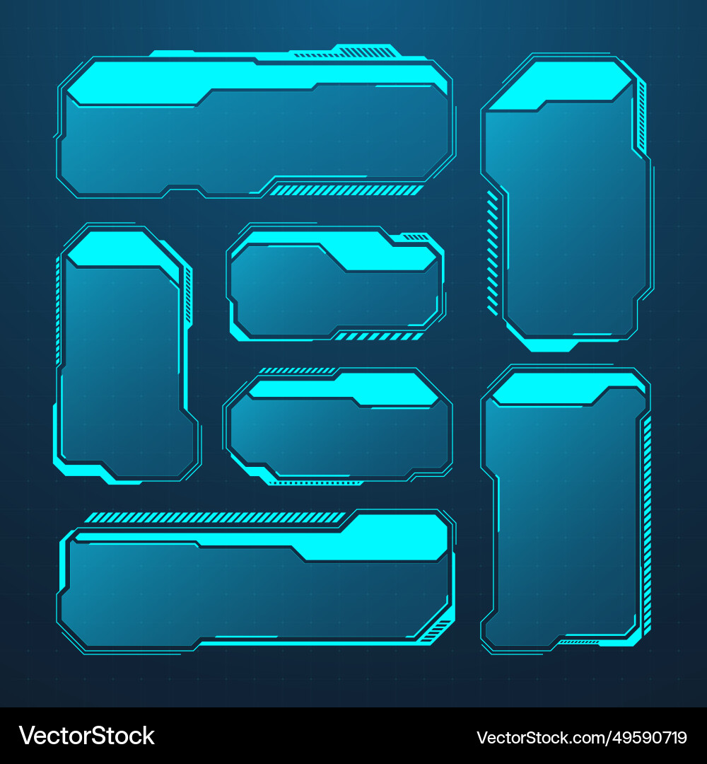 Blue futuristic hud or ui elements sci-fi user vector image