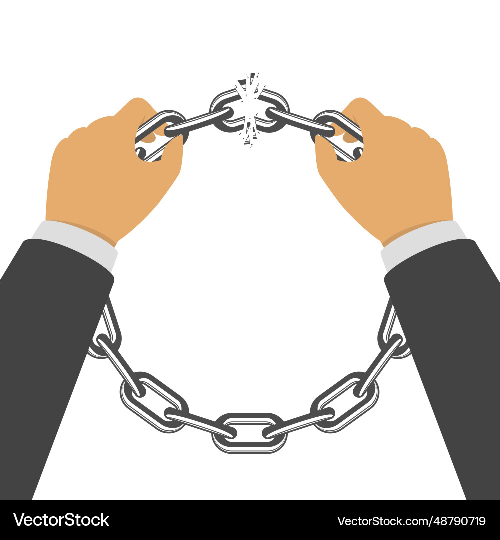 Broken round chain in hands Broken round chain in hands vector image