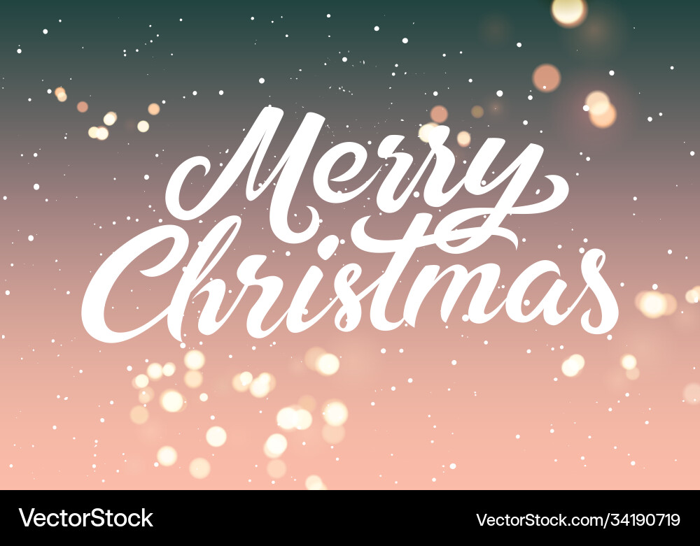 Calligraphic christmas card with bokeh effect Calligraphic christmas card with bokeh effect vector image