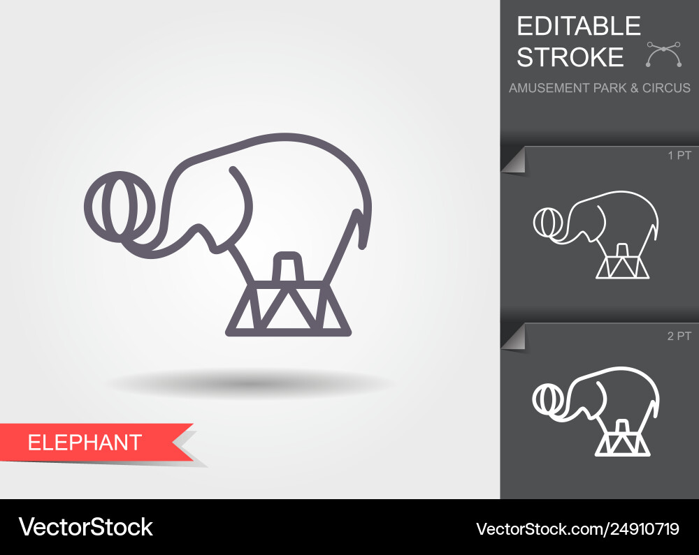Circus elephant line icon with editable stroke Circus elephant line icon with editable stroke vector image