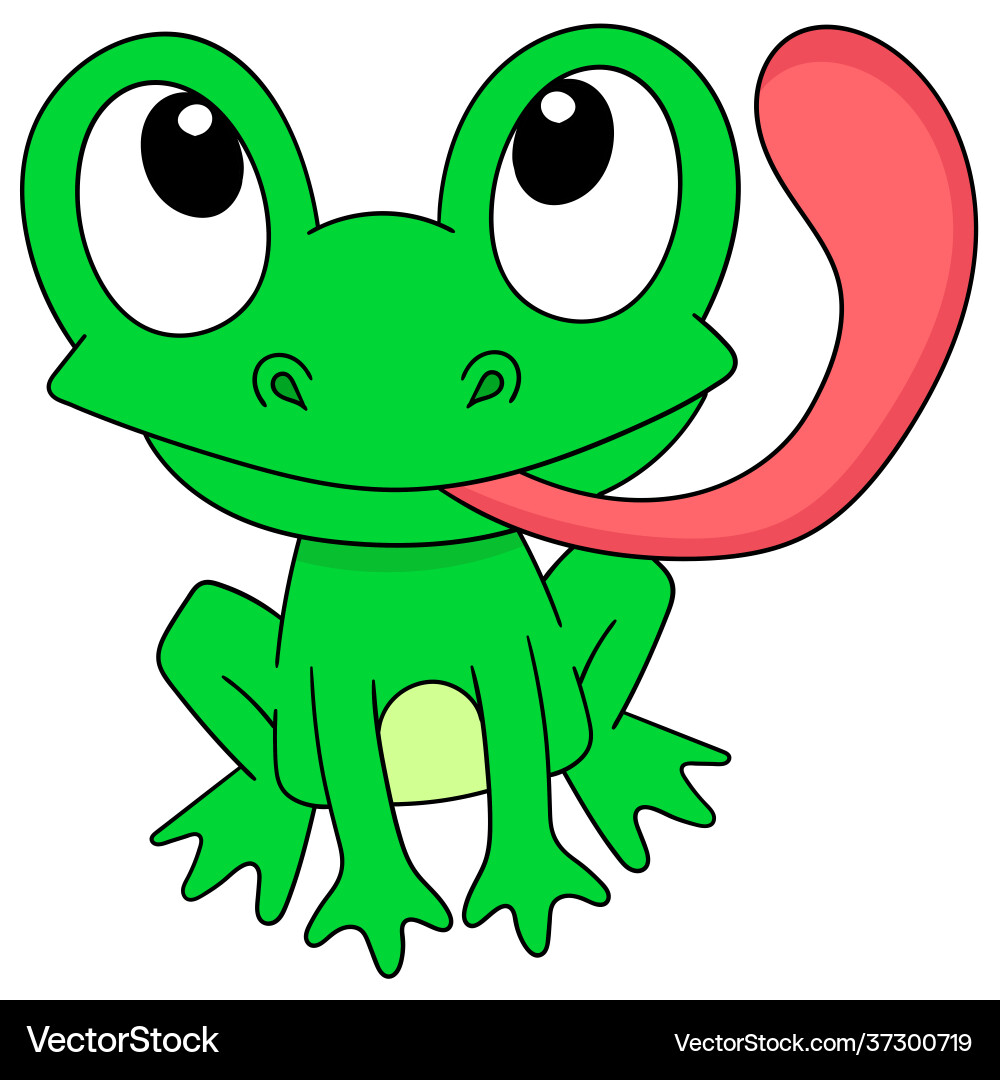 Cute Cartoon Frog with Tongue Out Vector Image