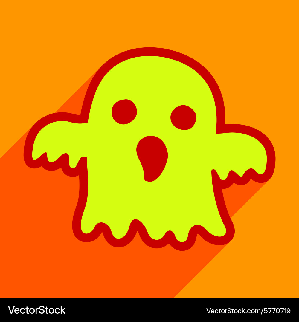 Flat with shadow icon and mobile application ghost vector image