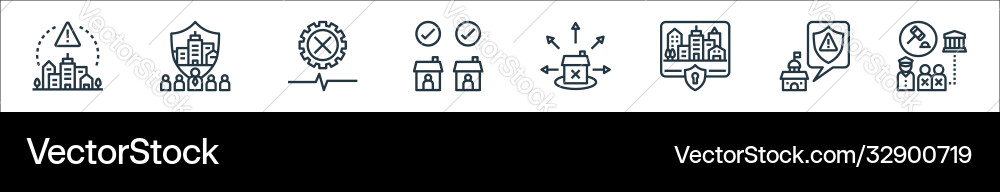 Lockdown line icons linear set quality Lockdown line icons linear set quality Vector Image