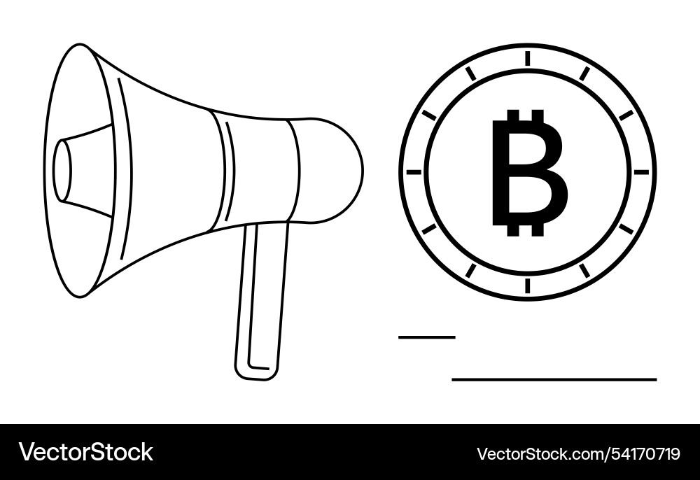 Loudspeaker with bitcoin symbol concept Loudspeaker with bitcoin symbol concept vector image
