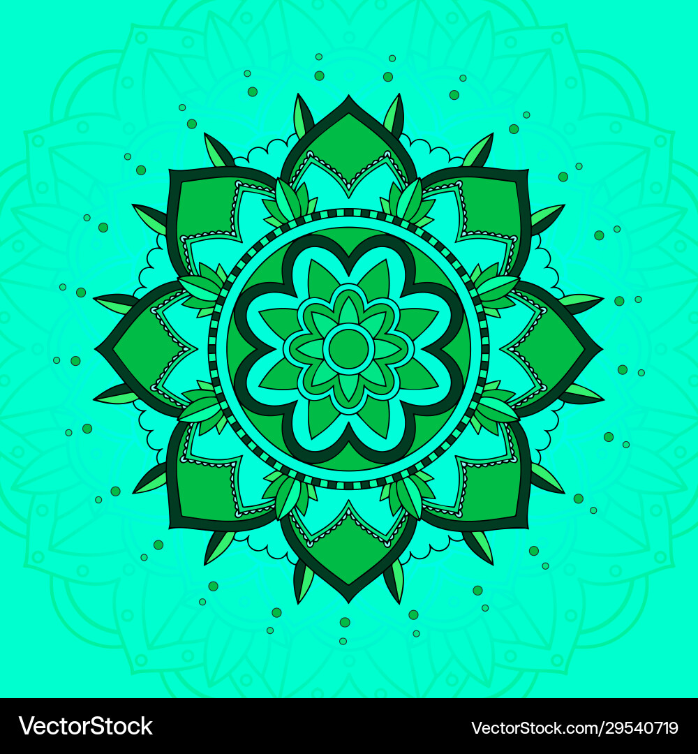 Mandala patterns on green background Vector Image