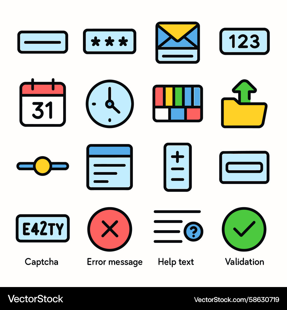 Modern UI Icon Set Vector Image
