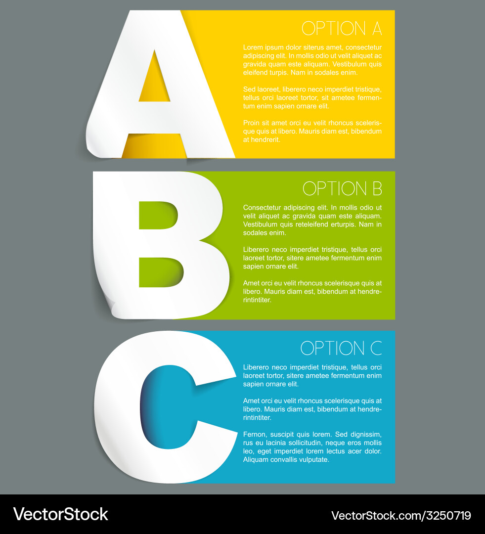 Progress background with three steps letters vector image