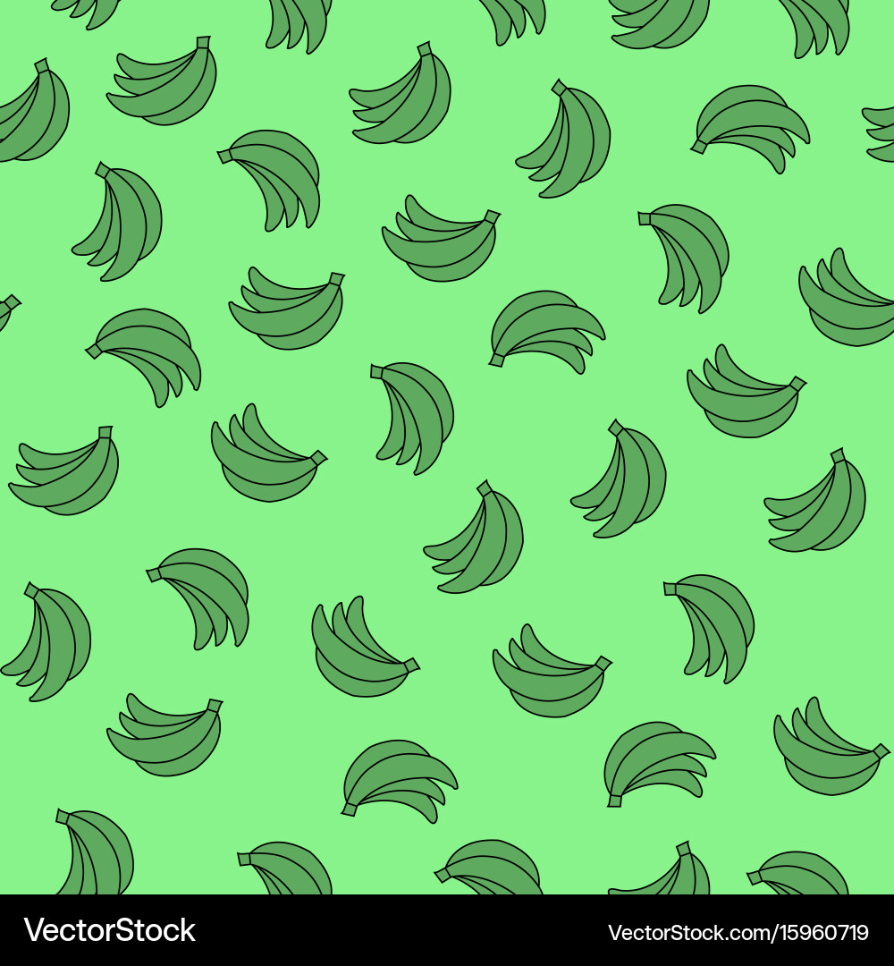 Seamless pattern with bananas on green background vector image