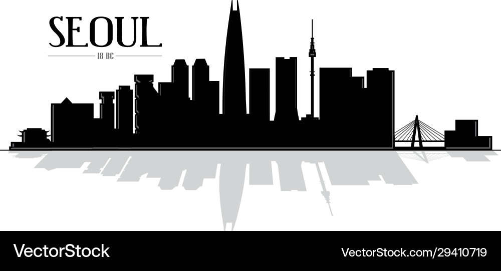 Seoul Skyline Silhouette Vector Image